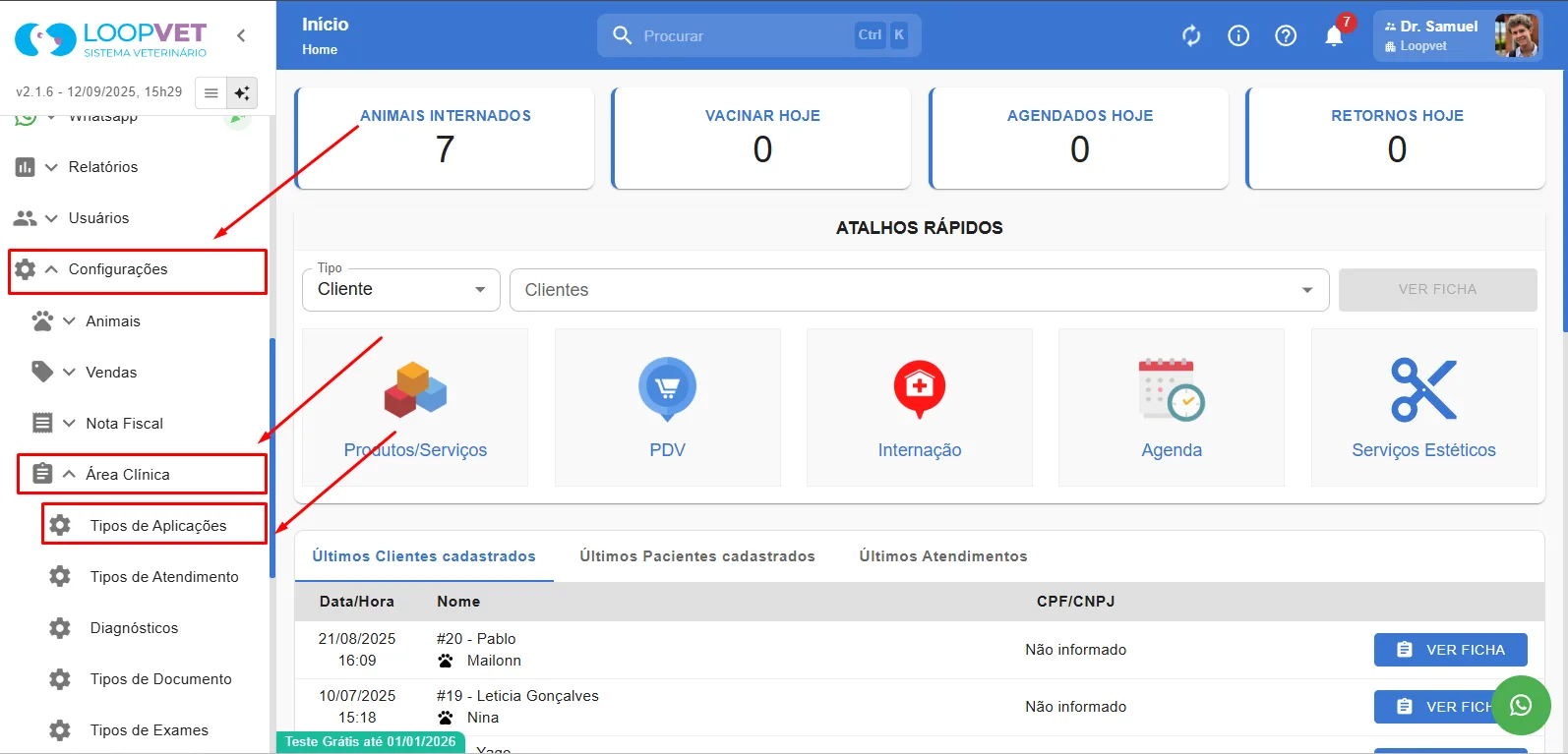 Captura de tela: 2. Cadastrar Tipos de Aplicações
