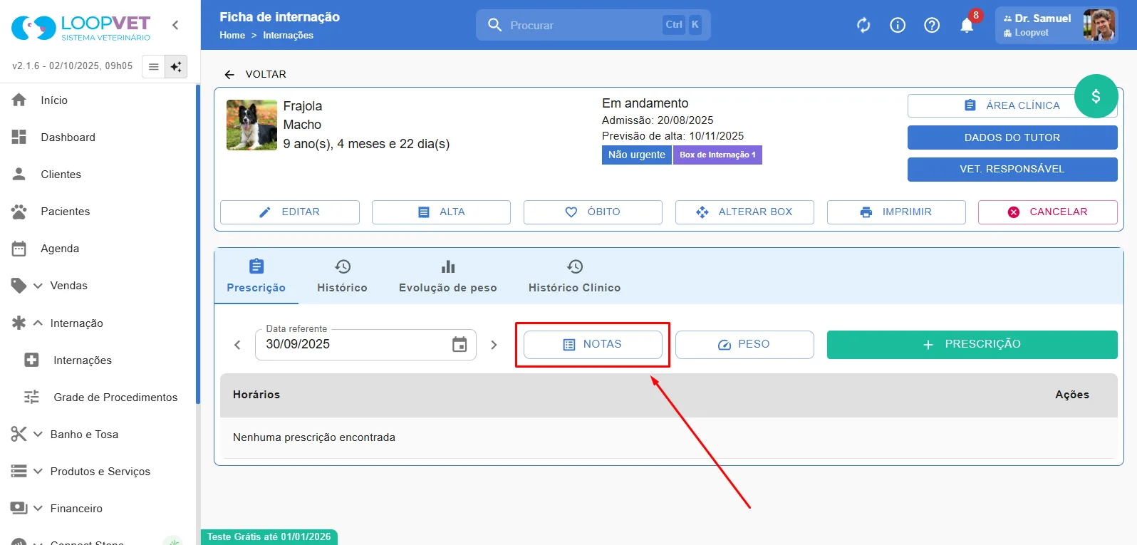 Captura de tela: 4.3 Adicionar Notas