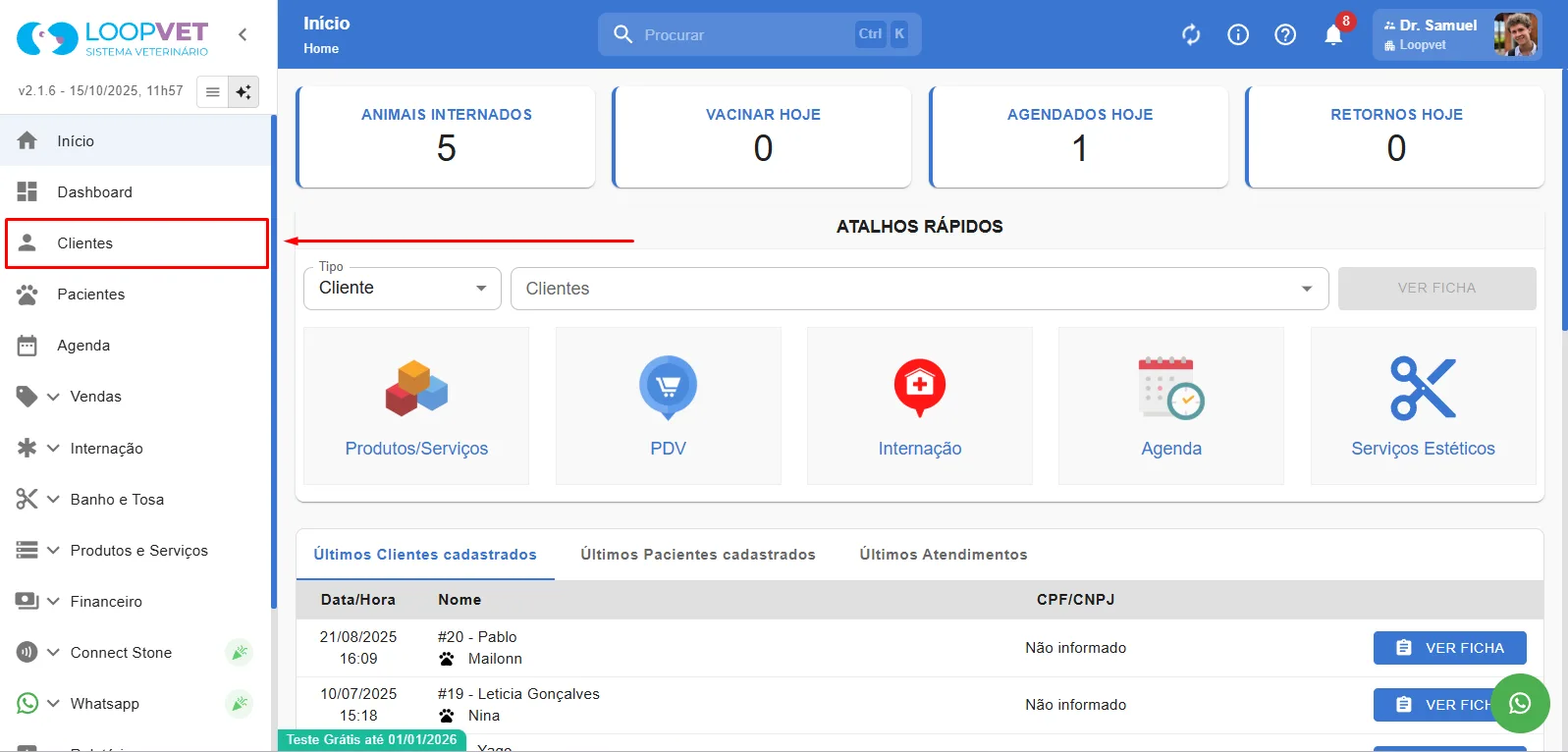 Captura de tela: 3. Como Excluir Um Cliente