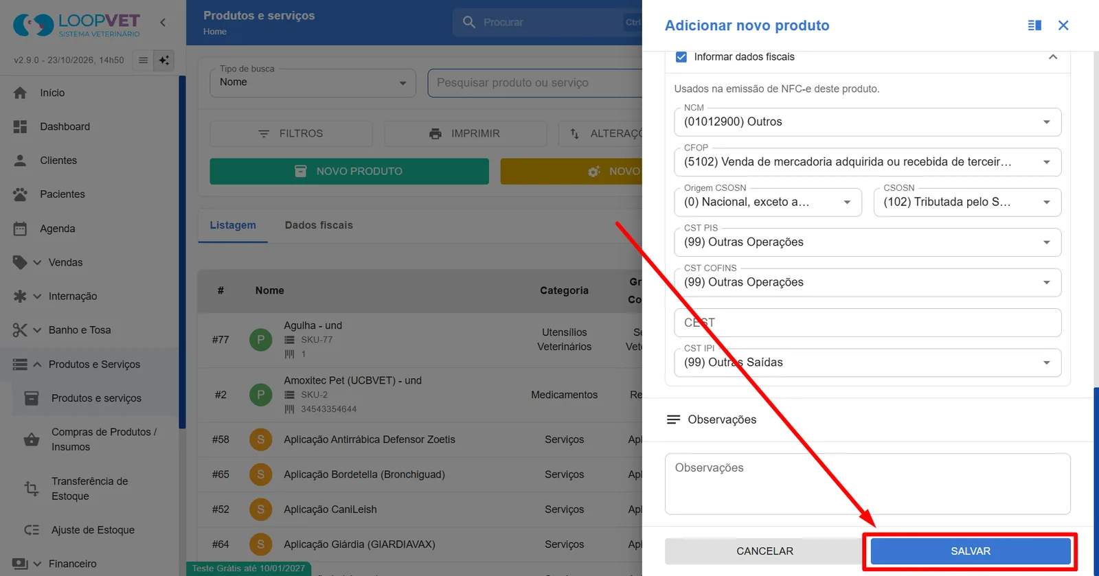 Captura de tela: 7.1 Como cadastrar Produtos