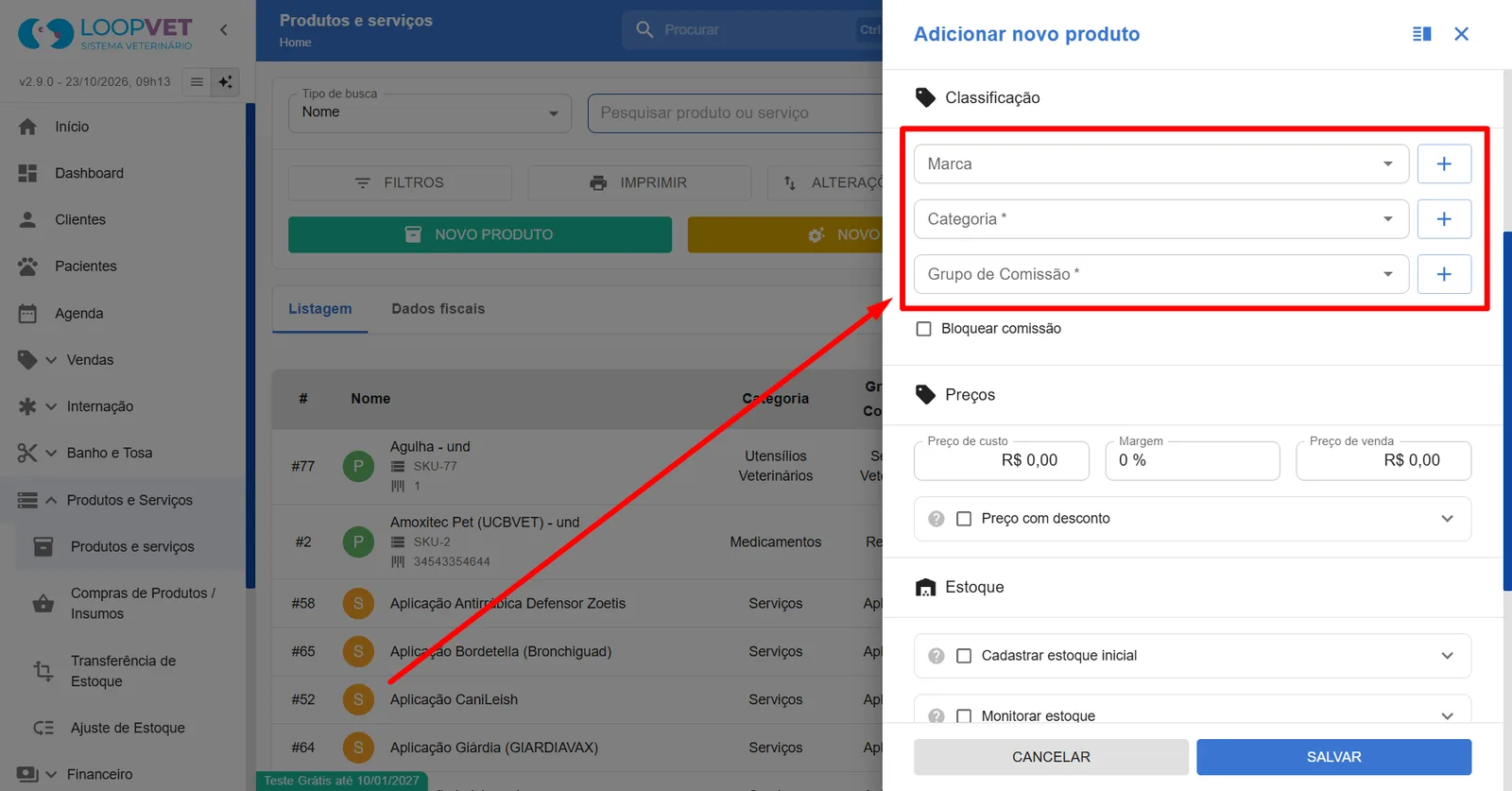 Captura de tela: 7.1 Como cadastrar Produtos