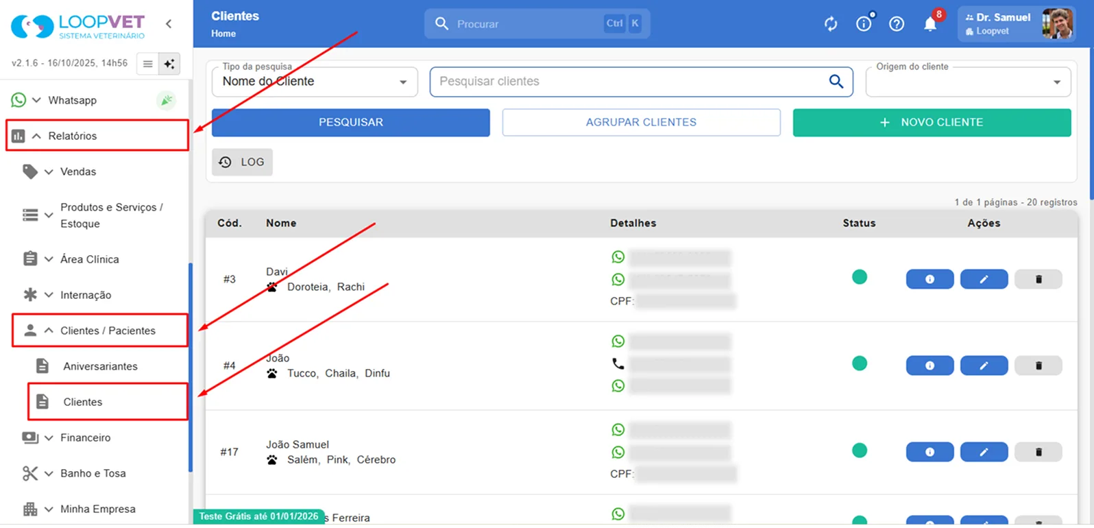 Captura de tela: 7. Relatório de Clientes