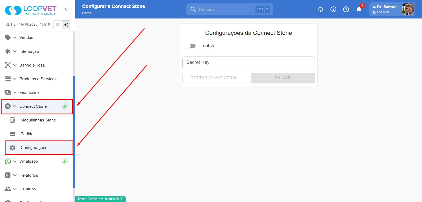 Captura de tela: 5. Configurar Connect Stone