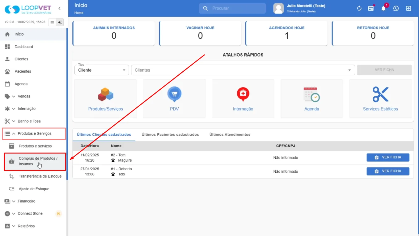 Captura de tela: 13. Cadastro de Compras via XML
