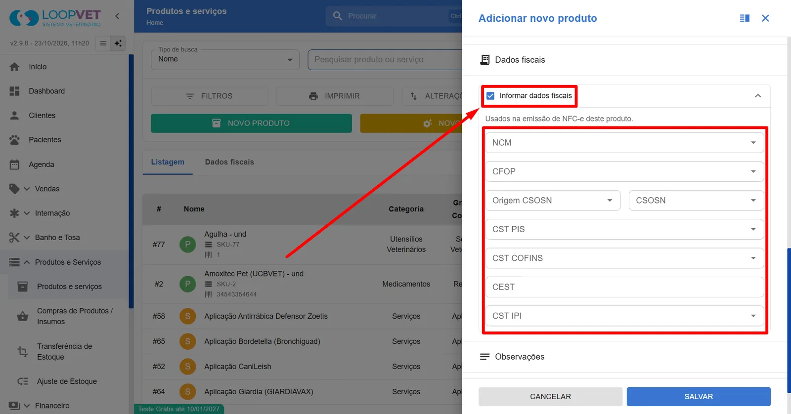 Captura de tela: 7.1 Como cadastrar Produtos